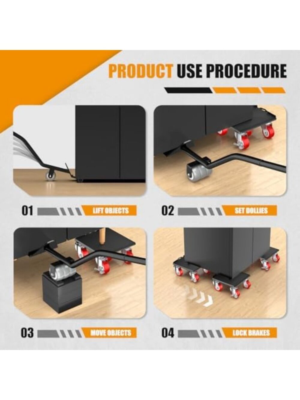 Heavy-Duty Furniture Dolly - 1000LBS Capacity, Rolling Movers with Wheels - Picture 5 of 6